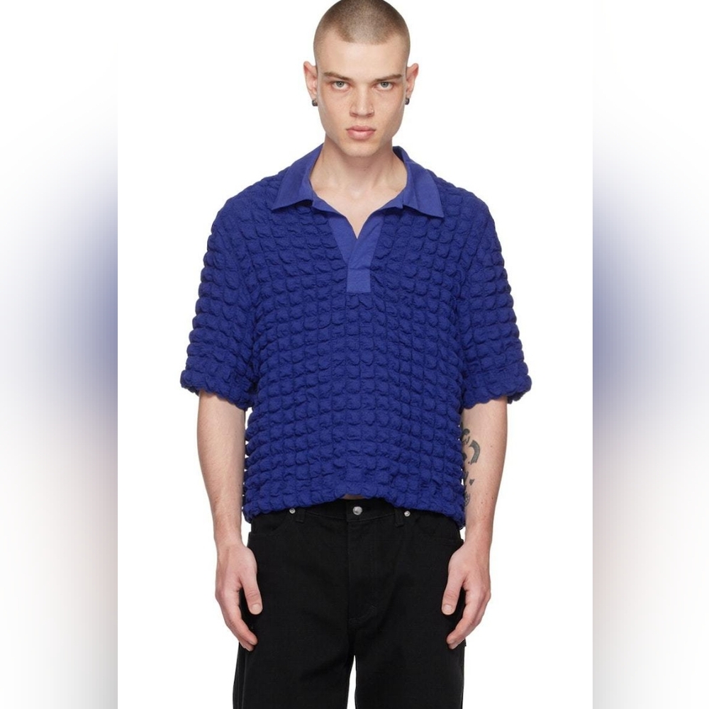 ECKHAUS LATTA BLUE POLO BUBBLE SHIRT XL